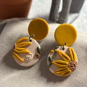 Sunflower Clay Earrings